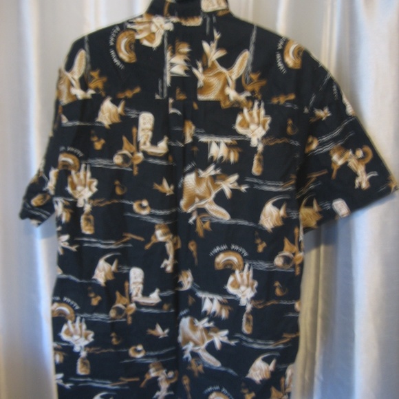 Mako Sportswear Aloha Hawaii Men's Black/Tan/White Hawaiian Shirt Sz L Pre-Owned - Picture 3 of 5